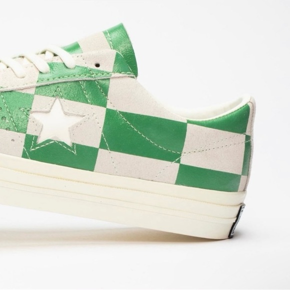 RARE‼️ Unisex NIB CONVERSE One Star OX Sneakers in White/Green Check, M10.5/W12 - Picture 4 of 12